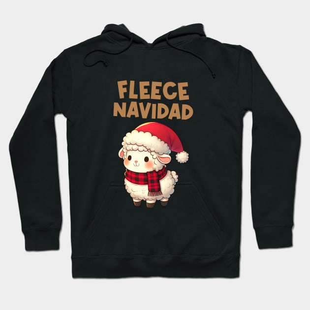 Fleece Navidad Cute Christmas Sheep Hoodie by Takeda_Art